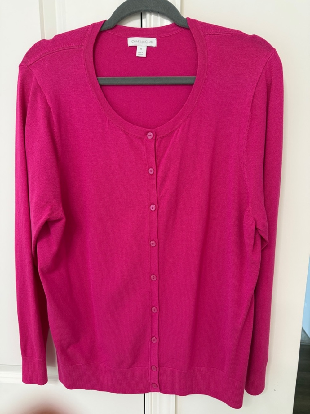 Charter Club Women's Bright Fuchsia Button-Front Cardigan